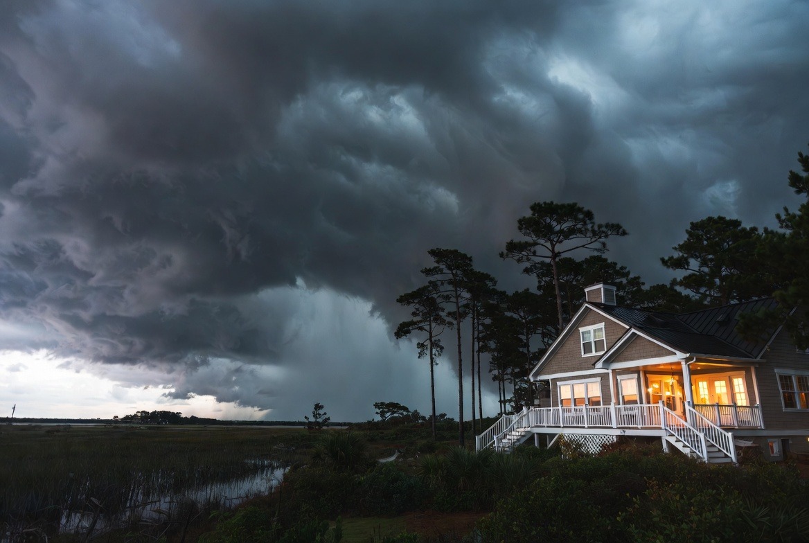 coastal North Carolina home in Brunswick County during an approaching storm